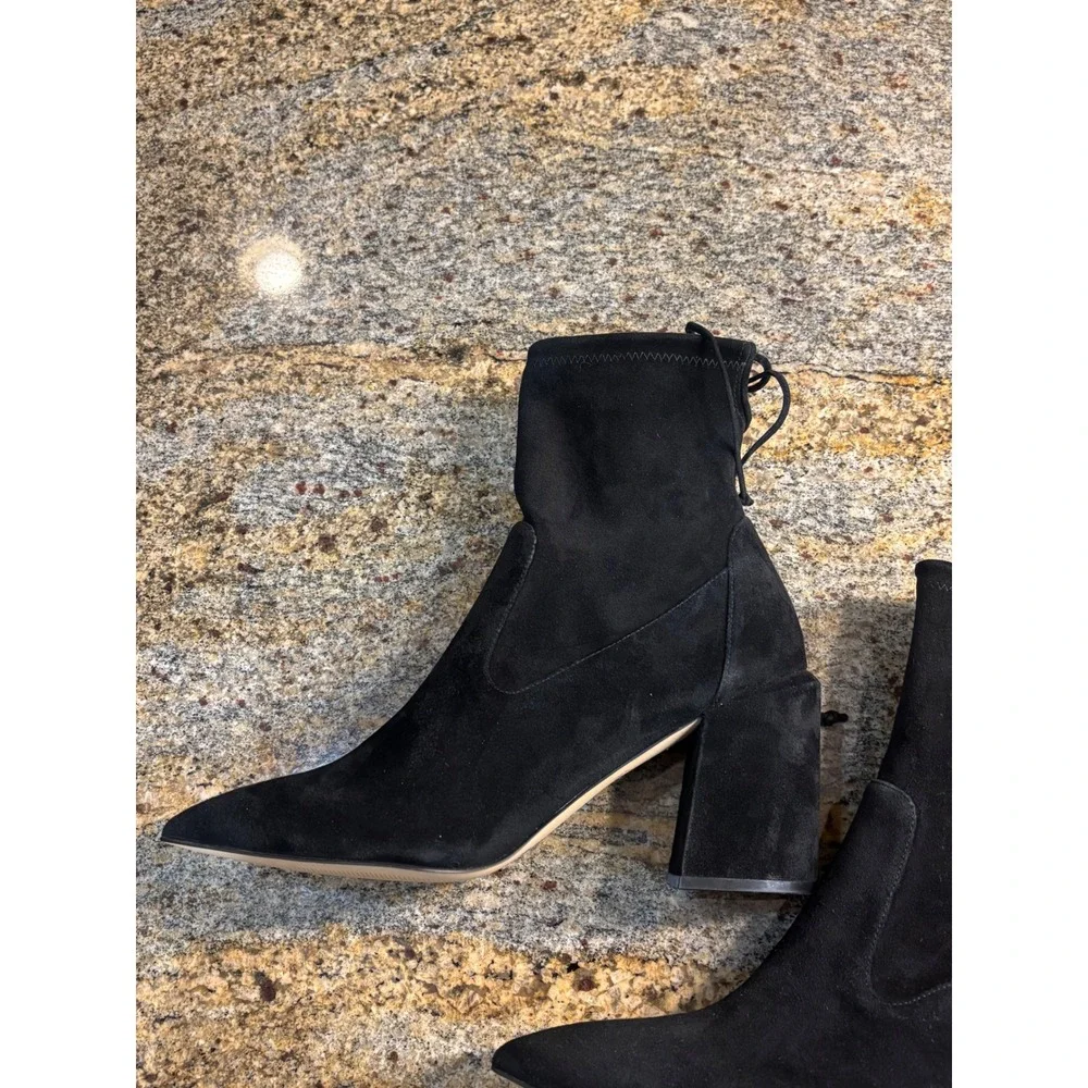 Stuart Weitzman Avenue 85 City Block Suede Boots Black‎ 11.5 Fits like 11